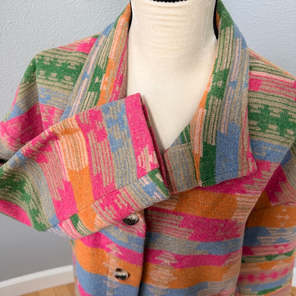 Multicolor Patterned Women's Jacket/Shacket - Bright Stripe Design - Picture 10 of 15